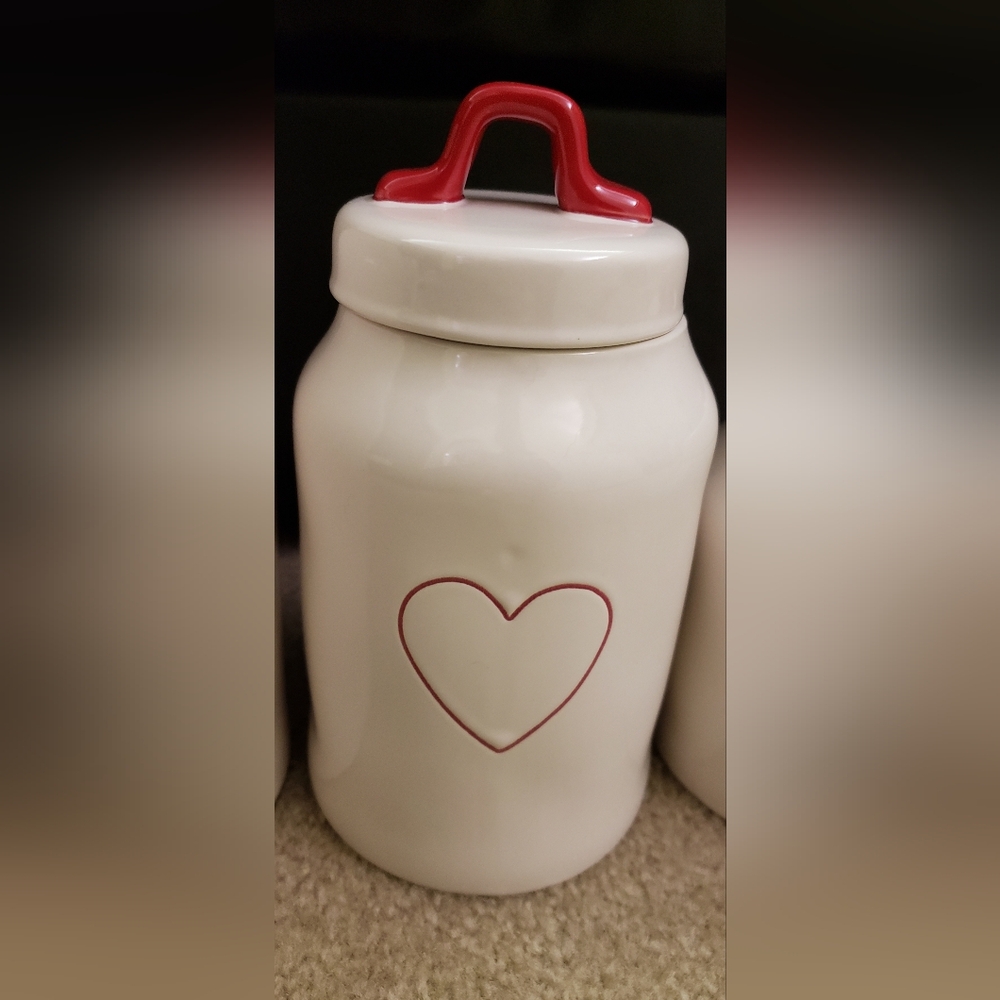 Rae Dunn Valentines Canister Heart New 8"
